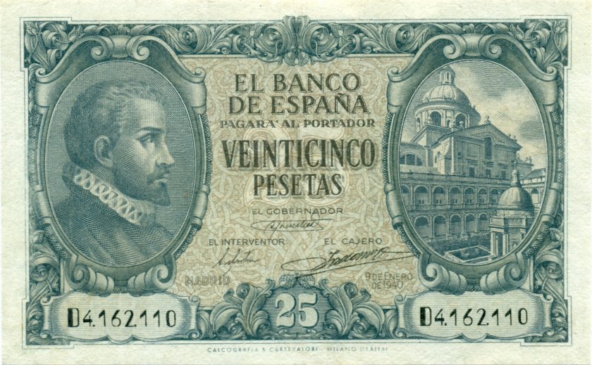 Spain P116 25 Pesetas 1940 UNC